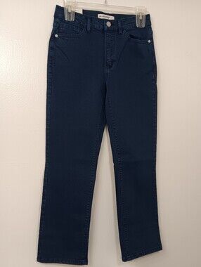 New Blank NYC High-Rise Straight LEG Jeans in Dark Blue